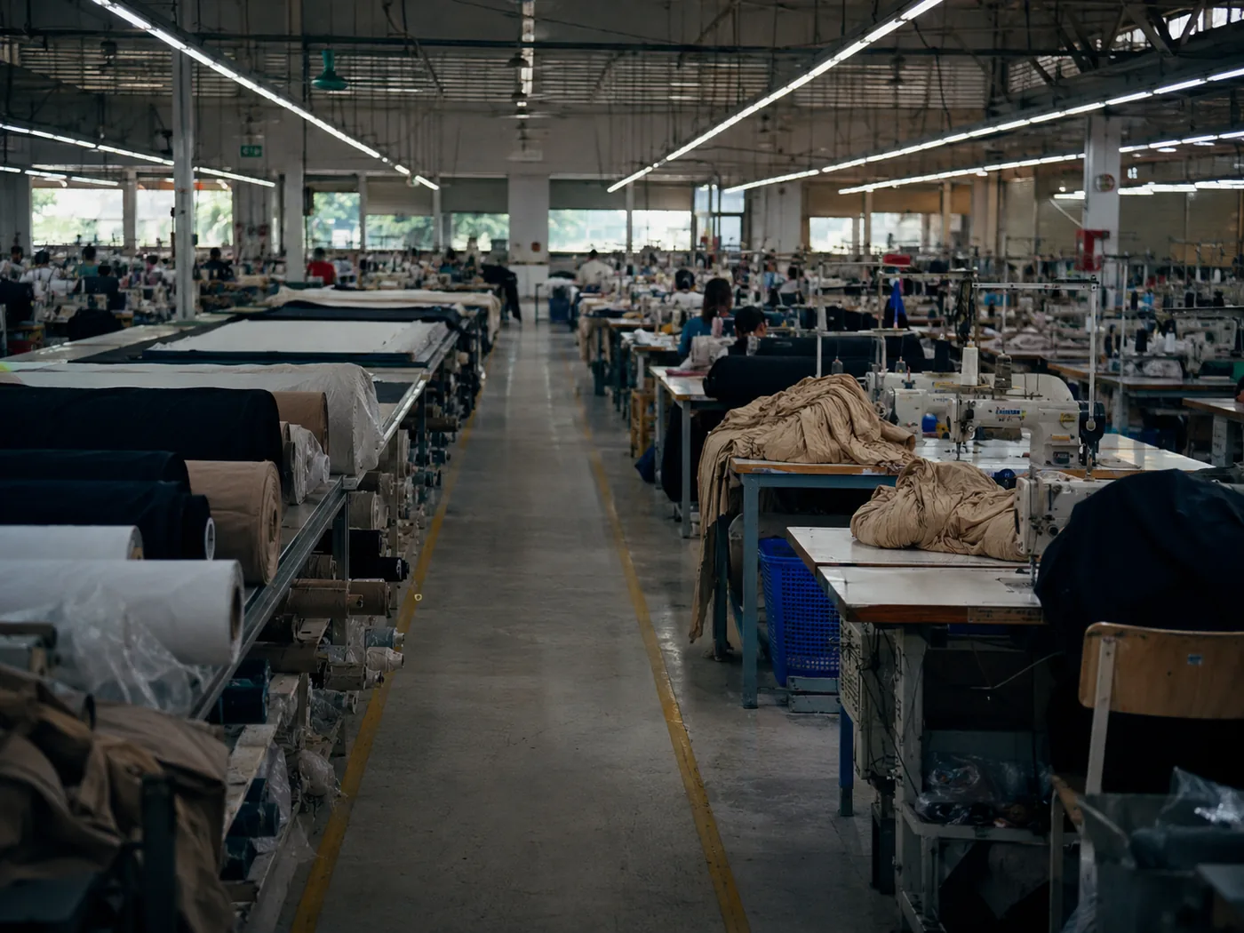Sewing lines in a garment factory